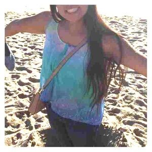 Candies Blue Printed Button Tank Top